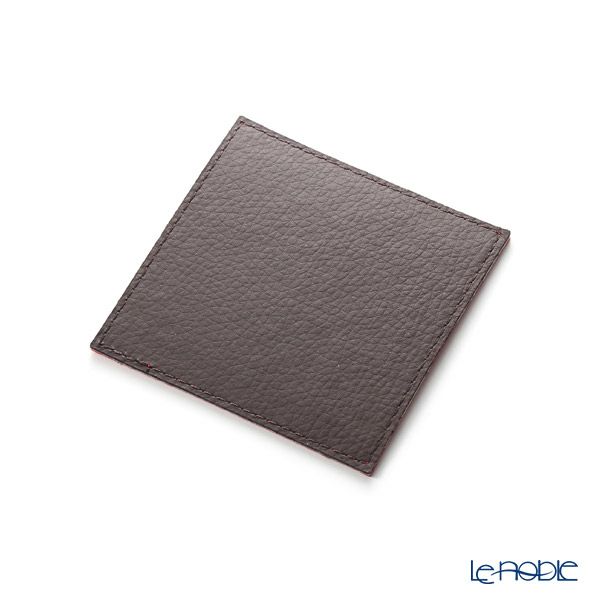デリア（Deria） コースター スクエア リバーシブル 6枚セット 9×9cm レッド×ブラウン BRD1800 木製ホルダー付