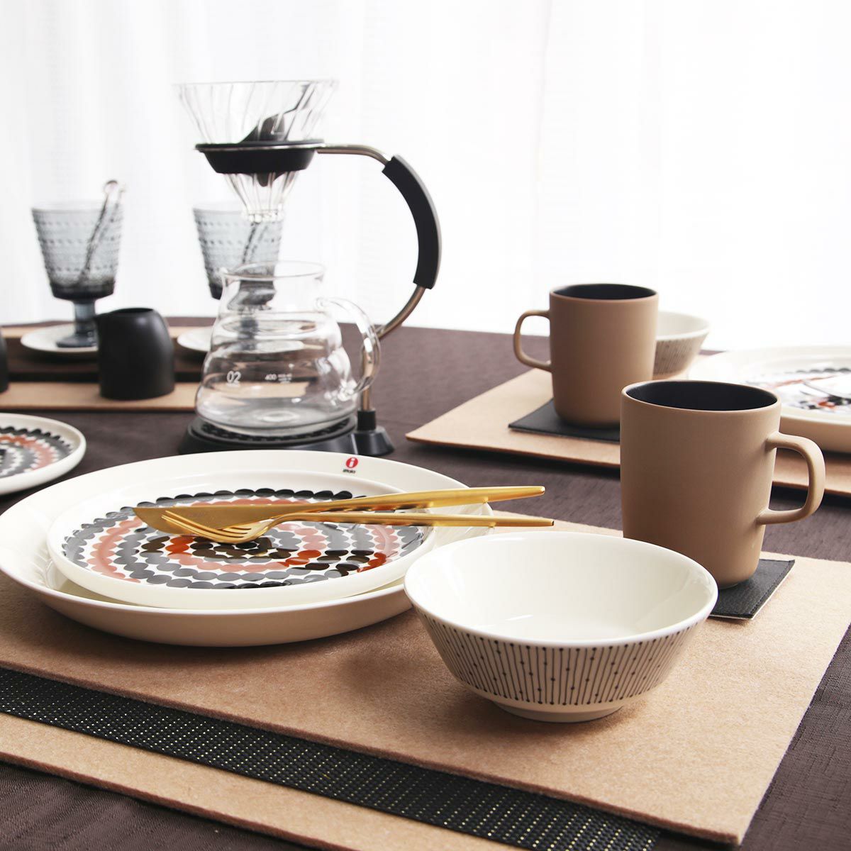 デリア（Deria） コースター スクエア リバーシブル 6枚セット 9×9cm ブラック×ベージュ BRD1800 木製ホルダー付