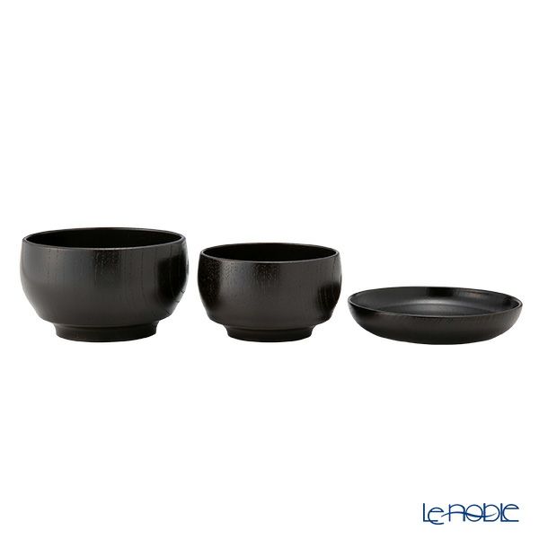 井助 ISUKE こわんさら 3点セット 漆塗り 黒 木製（栓の木） OI-790