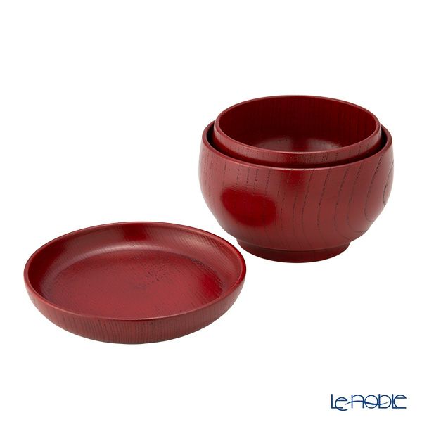 井助 ISUKE こわんさら 3点セット 漆塗り 朱 木製（栓の木） OI-790