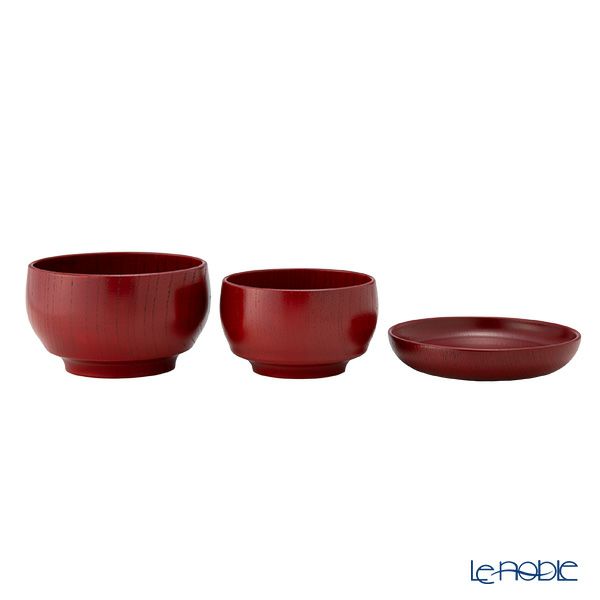 井助 ISUKE こわんさら 3点セット 漆塗り 朱 木製（栓の木） OI-790