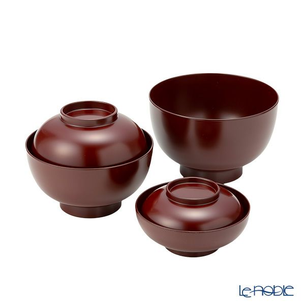 井助 漆器 応量器（応量椀） 入れ子椀 5点セット 朱 木紛加工品／漆塗り NC-544