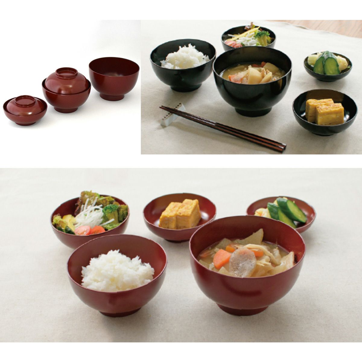 井助 漆器 応量器（応量椀） 入れ子椀 5点セット 朱 木紛加工品／漆塗り NC-544