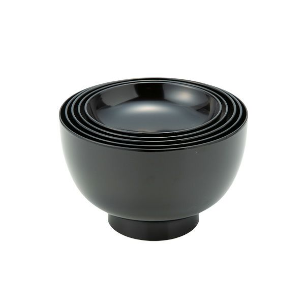 井助 漆器 応量器（応量椀） 入れ子椀 5点セット 黒 木紛加工品／漆塗り NC-544