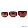井助 漆器 重なり椀／ボウル 入れ子 3点セット 赤擦り 木製（けやき）／漆塗り NC-FB12-14