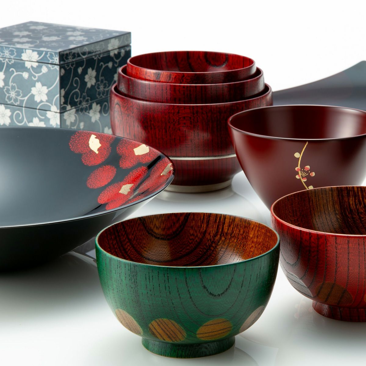 井助 漆器 重なり椀／ボウル 入れ子 3点セット 黒擦り 木製（けやき）／漆塗り NC-FB12-18