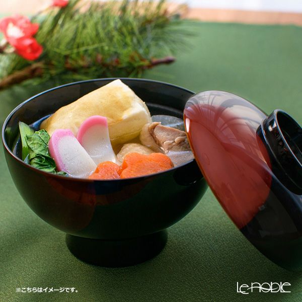 井助 雑煮椀 日月 白檀塗（漆塗り）木粉と樹脂の成型品 13×H11cm MA-611