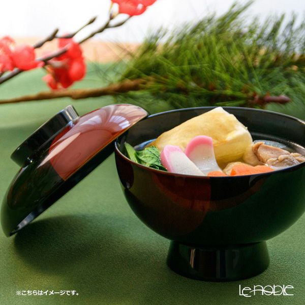 井助 雑煮椀 日月 白檀塗（漆塗り）木粉と樹脂の成型品 13×H11cm MA-611