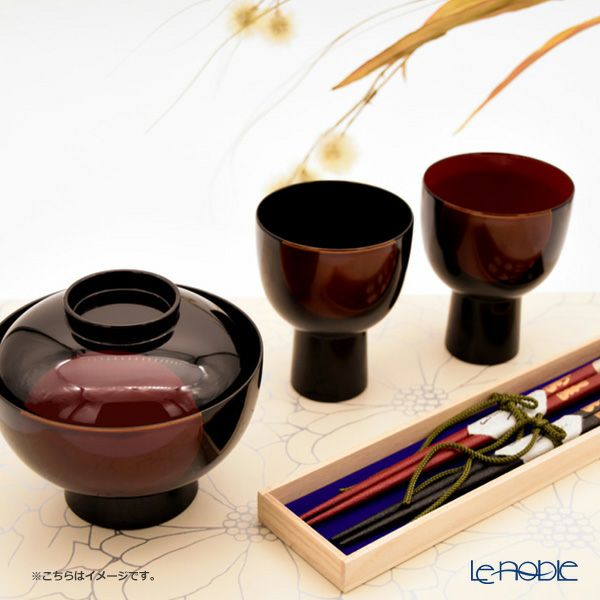 井助 雑煮椀 日月 白檀塗（漆塗り）木粉と樹脂の成型品 13×H11cm MA-611