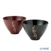 井助 漆器 夫婦汁椀 梅 黒・古代朱 木紛加工品／漆塗り G8-05702