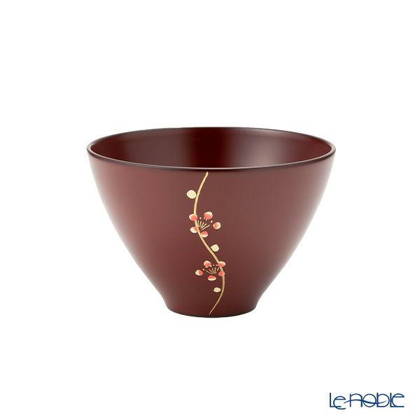 井助 漆器 夫婦汁椀 梅 黒・古代朱 木紛加工品／漆塗り G8-05702
