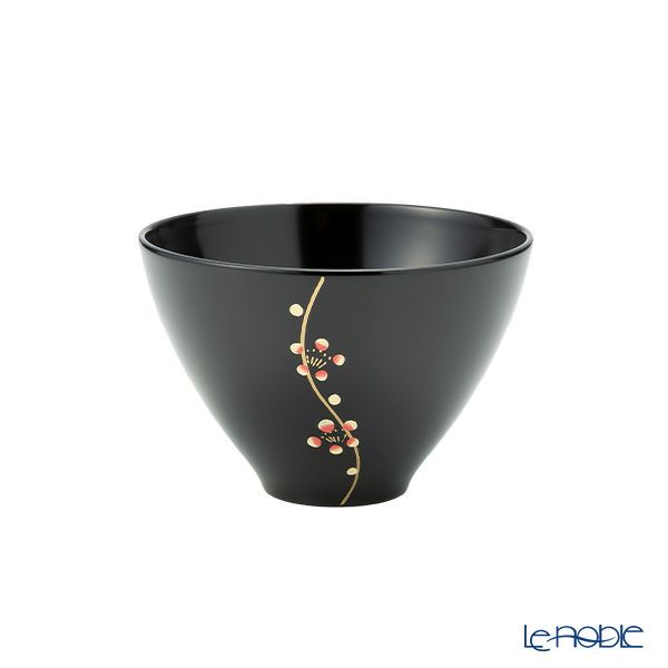 井助 漆器 夫婦汁椀 梅 黒・古代朱 木紛加工品／漆塗り G8-05702