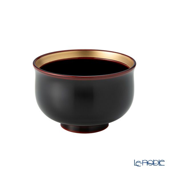 井助 夫婦椀 金・銀帯 羽反 2客セット 朱・溜 木粉と樹脂の成型品 漆塗り 直径9.6×高さ6.3cm G10-04404