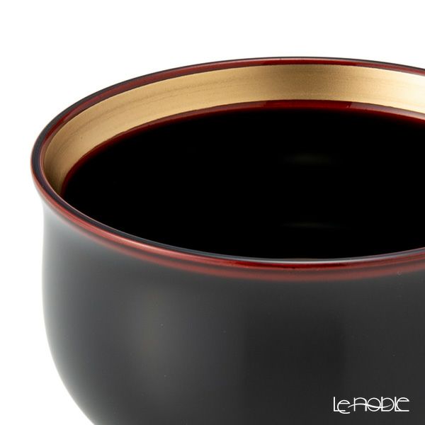 井助 夫婦椀 金・銀帯 羽反 2客セット 朱・溜 木粉と樹脂の成型品 漆塗り 直径9.6×高さ6.3cm G10-04404