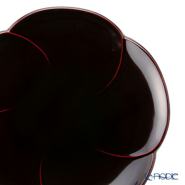 井助 漆器 銘々皿 福梅 溜塗 14.5cm 5枚セット 木紛加工品／漆塗り NC-150