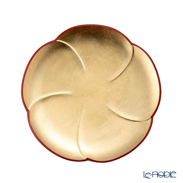 井助 漆器 中皿 福梅 18cm 金箔・銀箔 ペア 木紛加工品／ウレタン塗り NC-430／556