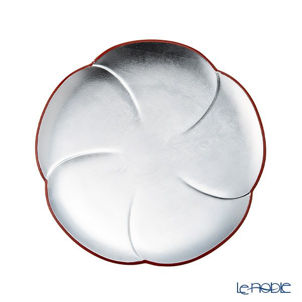 井助 漆器 中皿 福梅 18cm 金箔・銀箔 ペア 木紛加工品／ウレタン塗り NC-430／556