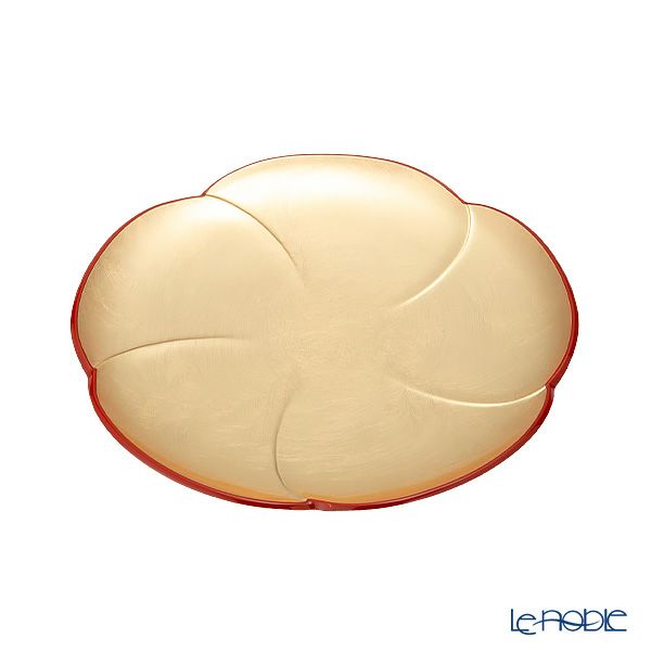 井助 漆器 中皿 福梅 18cm 金箔・銀箔 ペア 木紛加工品／ウレタン塗り NC-430／556