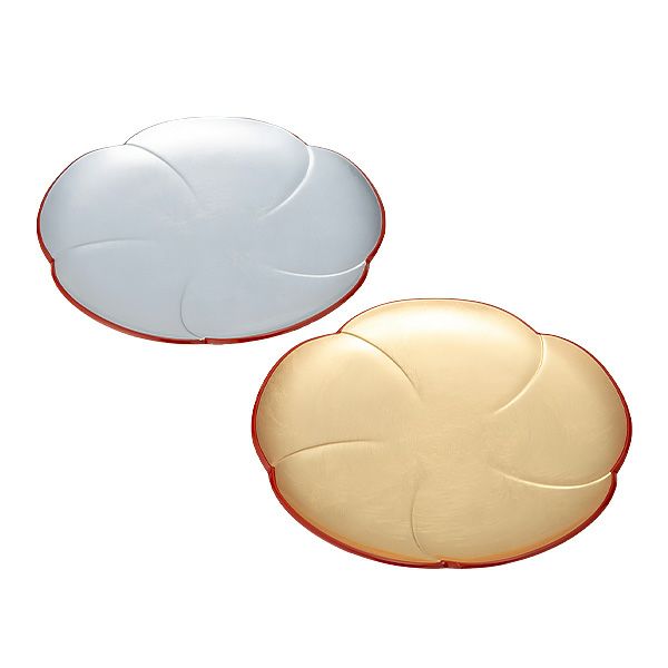 井助 漆器 中皿 福梅 18cm 金箔・銀箔 ペア 木紛加工品／ウレタン塗り NC-430／556