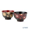 井助 漆器 夫婦椀 ペア 2客セット 紅白華 木製／漆塗り 11×7cm MA-723