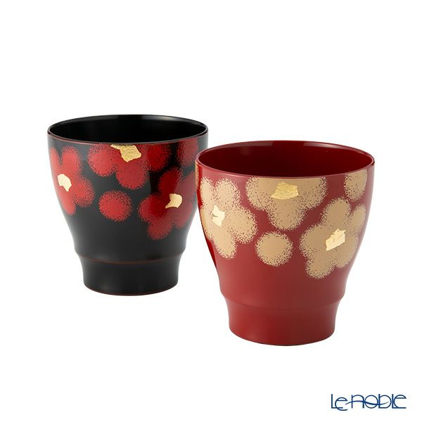 井助 紅白華 ペアカップ 木粉と樹脂の成型品 漆塗り 8.8×H9cm MA-728