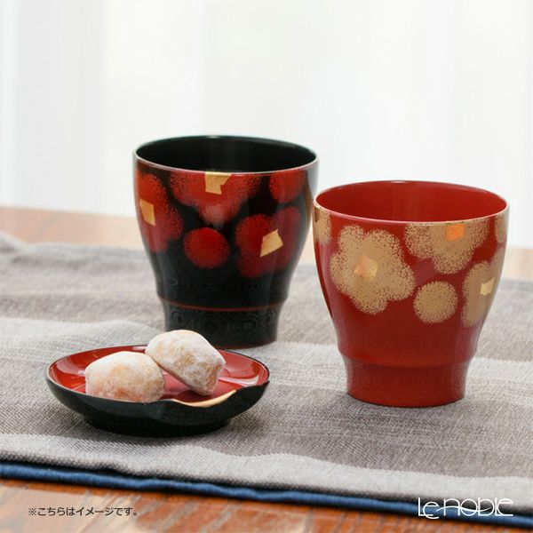 井助 紅白華 ペアカップ 木粉と樹脂の成型品 漆塗り 8.8×H9cm MA-728