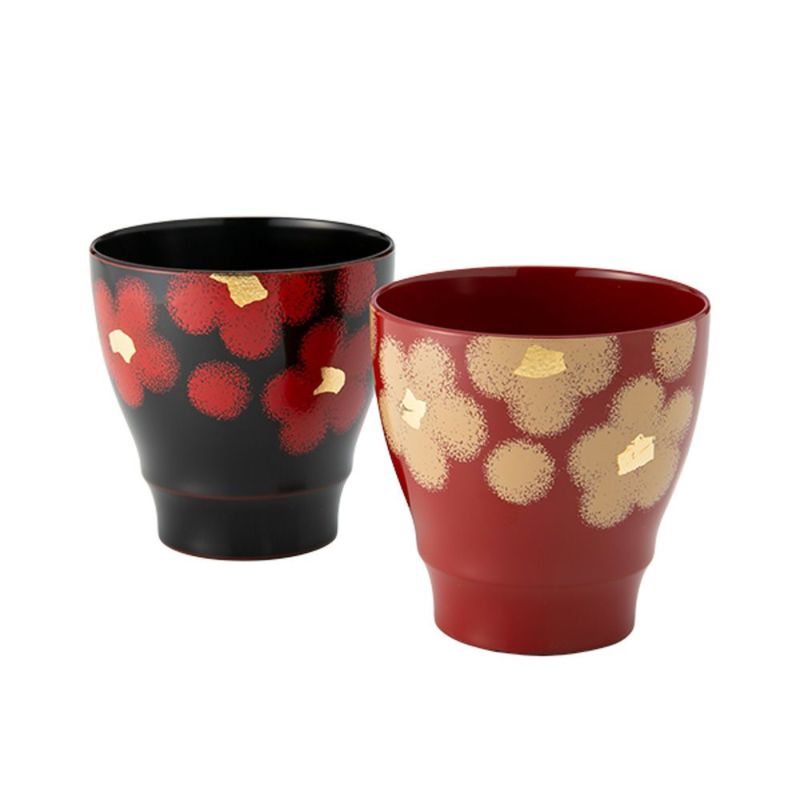 井助 紅白華 ペアカップ 木粉と樹脂の成型品 漆塗り 8.8×H9cm MA-728