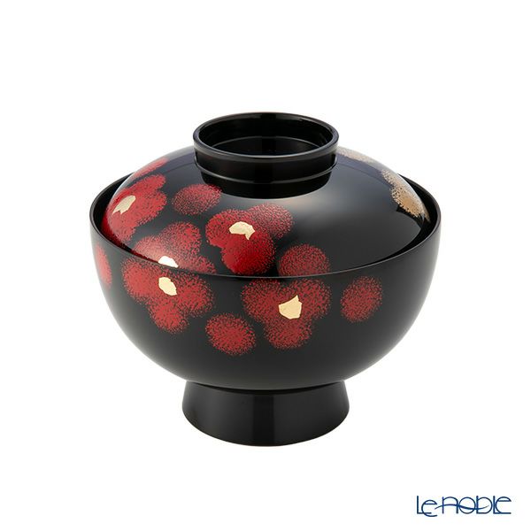 井助 紅白華 雑煮椀 木粉と樹脂の成型品 漆塗り 12.8×H11cm G11-01205