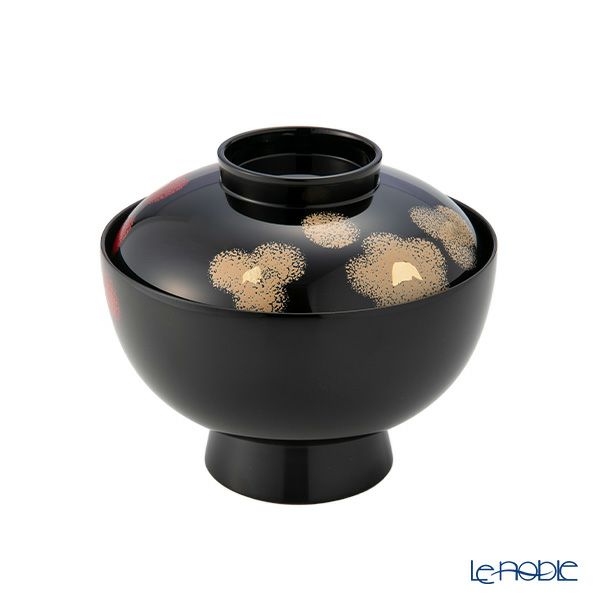 井助 紅白華 雑煮椀 木粉と樹脂の成型品 漆塗り 12.8×H11cm G11-01205