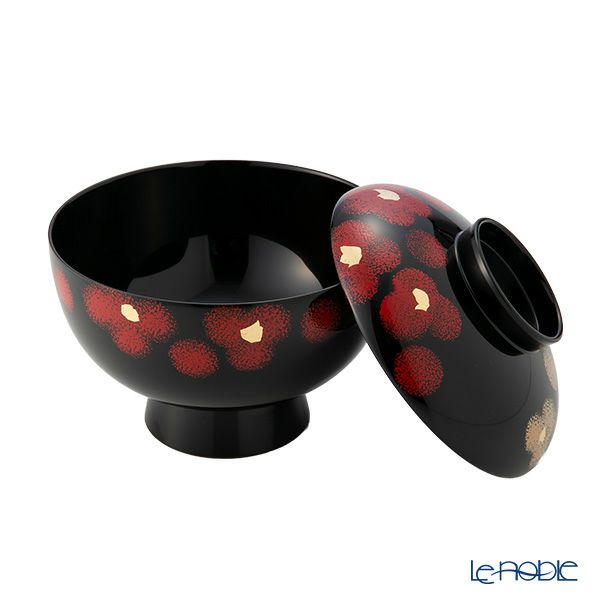井助 紅白華 雑煮椀 木粉と樹脂の成型品 漆塗り 12.8×H11cm G11-01205
