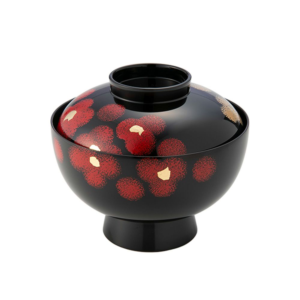 井助 紅白華 雑煮椀 木粉と樹脂の成型品 漆塗り 12.8×H11cm G11-01205