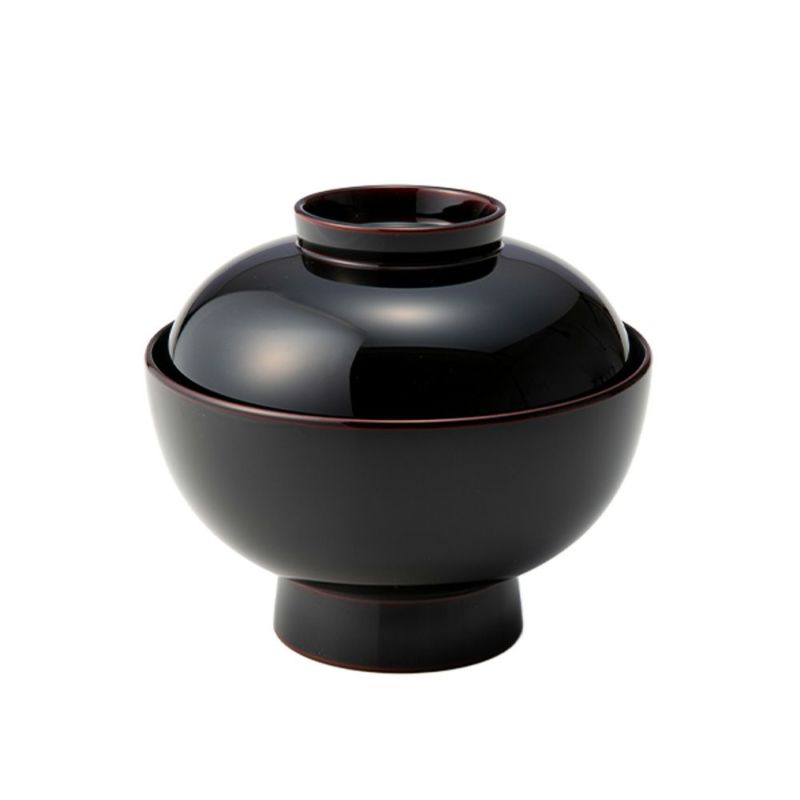 井助 雑煮椀 溜内黒 木粉と樹脂の成型品 漆塗り 13×H11.2cm 12-01306