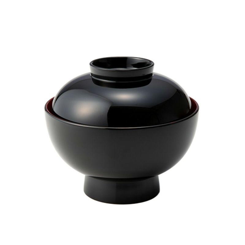 井助 雑煮椀 黒内朱 木粉と樹脂の成型品 漆塗り 13×H11.2cm 12-01304