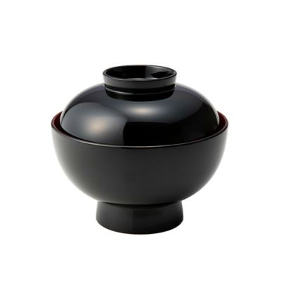 井助 雑煮椀 黒内朱 木粉と樹脂の成型品 漆塗り 13×H11.2cm 12-01304