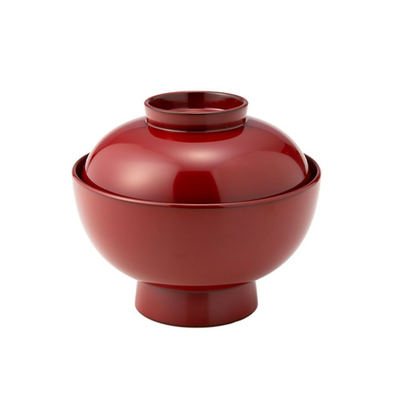 井助 雑煮椀 朱 木粉と樹脂の成型品 漆塗り 13×H11.2cm 12-01305