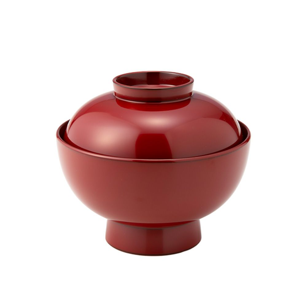 井助 雑煮椀 朱 木粉と樹脂の成型品 漆塗り 13×H11.2cm 12-01305