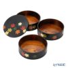 井助 丸三段重箱 千筋 春秋 漆塗り 木製（栓の木）18×H18cm NC-549