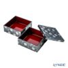 井助 漆器 二段重 桜唐草 黒（パール） 木紛加工品／ウレタン塗り 10.5×H9cm NC-675