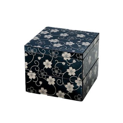 井助 漆器 姫珍味重 桜唐草 黒（パール） 木紛加工品／ウレタン塗り