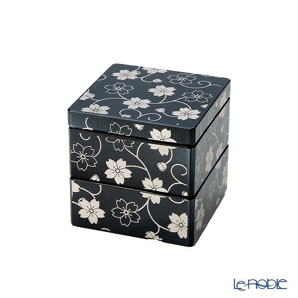 井助 漆器 姫珍味重 桜唐草 黒（パール） 木紛加工品／ウレタン塗り 7.7×H7.7cm NC-FA40-8