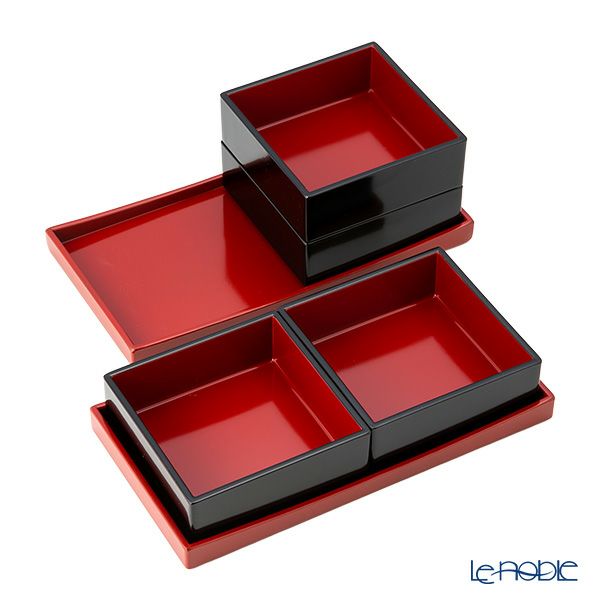 井助 うたげ花見重箱 さくら 松花堂弁当箱 朱 木粉と樹脂の成型品 ウレタン塗り 縦11×横21×高さ8cm NC-590