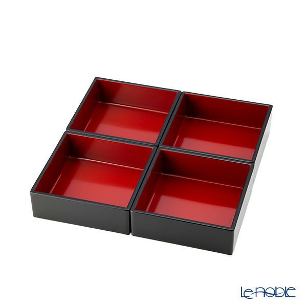 井助 うたげ花見重箱 さくら 松花堂弁当箱 黒 木粉と樹脂の成型品 ウレタン塗り 縦11×横21×高さ8cm NC-590