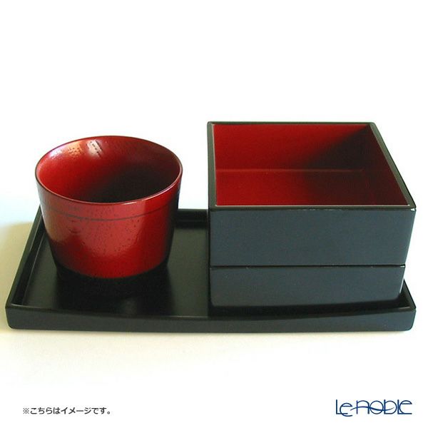 井助 うたげ花見重箱 さくら 松花堂弁当箱 黒 木粉と樹脂の成型品 ウレタン塗り 縦11×横21×高さ8cm NC-590