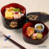 井助 梅型三段重箱 溜内朱 木粉と樹脂の成型品 ウレタン塗り 16×16×H15cm NC-122