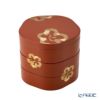 井助 梅型三段重箱 洗朱内黒 木粉と樹脂の成型品 ウレタン塗り 16×16×H15cm NC-122