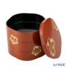 井助 梅型三段重箱 洗朱内黒 木粉と樹脂の成型品 ウレタン塗り 16×16×H15cm NC-122