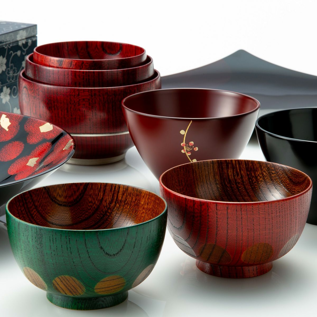 井助 漆器 汁椀 漆切子 朱 木製（けやき）／漆塗り 11.5×H7.5cm NC-561