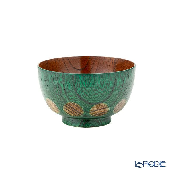 井助 漆器 汁椀 小 （子供用） 漆切子 緑 木製（けやき）／漆塗り 9.5×H6cm NC-568