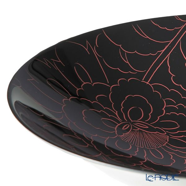 井助 漆器 ボウル 牡丹彫 大鉢 黒／朱 木紛加工品／漆塗り 24×H5cm MA-724