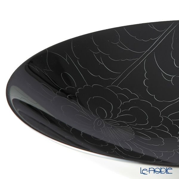 井助 漆器 ボウル 牡丹彫 大鉢 黒／白 木紛加工品／漆塗り 24×H5cm MA-668